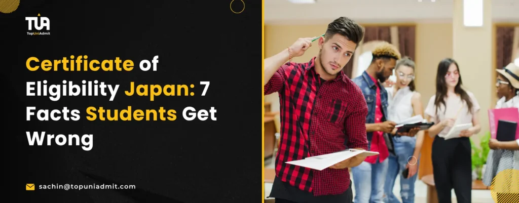 Certificate of Eligibility Japan document being prepared by an Indian student for a visa application