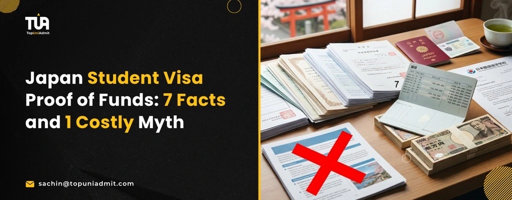 Japan student visa proof of funds documents laid out for a Certificate of Eligibility application