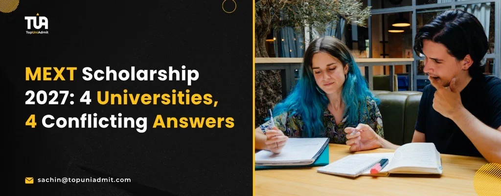 Indian student comparing MEXT Scholarship 2027 University Recommendation notices from four Japanese universities