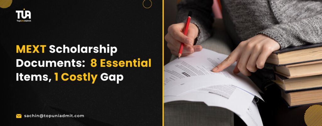 MEXT scholarship documents laid out for a 2027 University Recommendation application