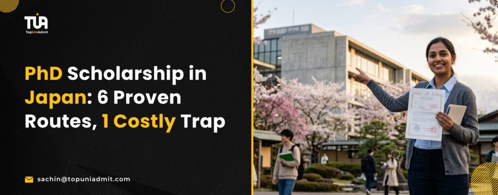 PhD scholarship in Japan routes for Indian doctoral students shown as six funding options