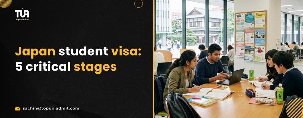 Indian student holding a passport and Japan student visa documents before a VFS appointment