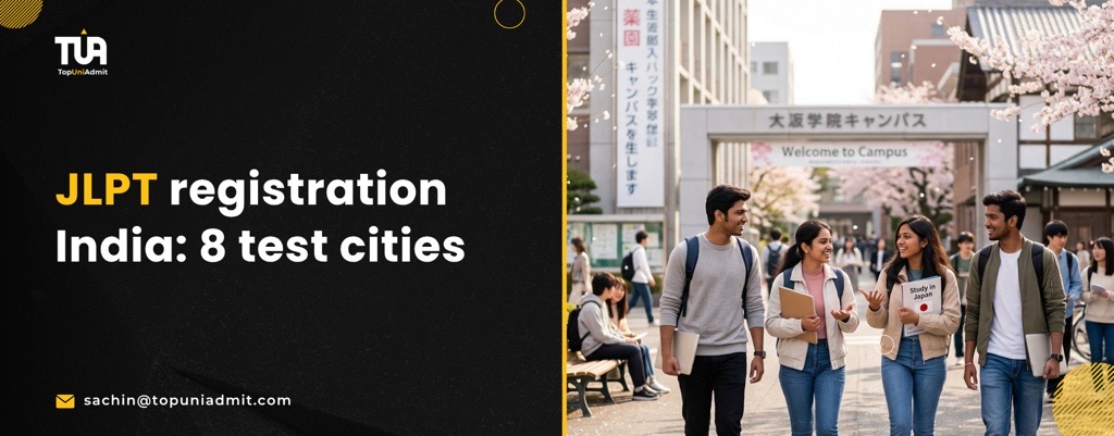 JLPT registration India map marking the eight test cities for 2026