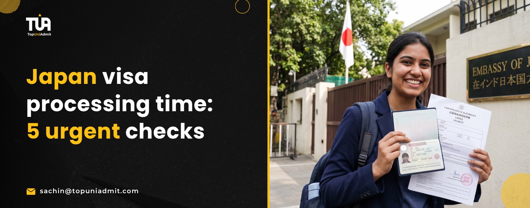 Japan visa processing time timeline from admission offer to landing for an October 2027 Master's student